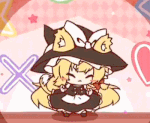 animation of kirisame marisa dancing on a stage. she has cat ears and a tail.